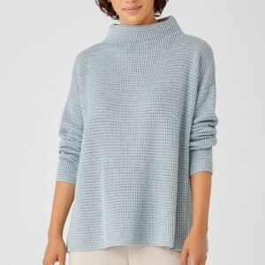 Eileen Fisher Peruvian Organic Cotton Blend Funnel Neck Sweater Sz Small Petite
